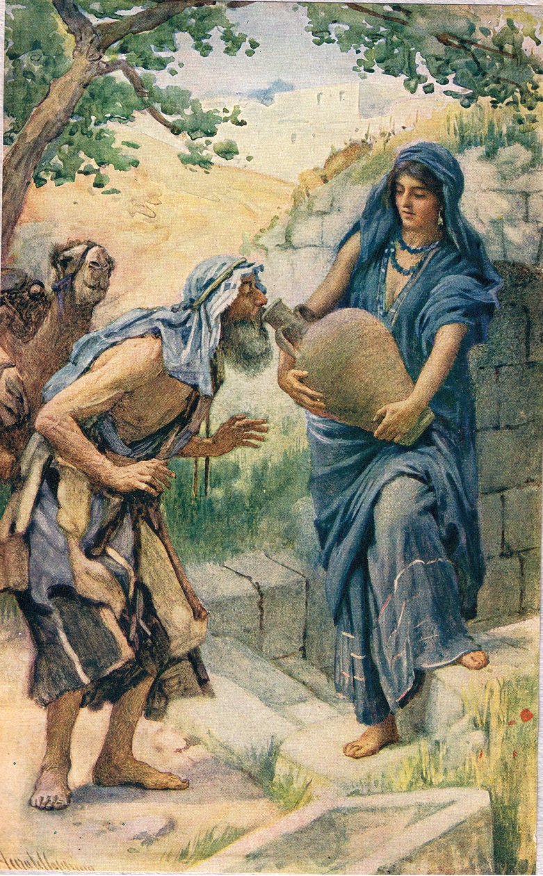 Rebekah, kuvitus teoksesta "Women of the Bible", julkaissut The Religious Tract Society, 1927 tekijältä Harold Copping
