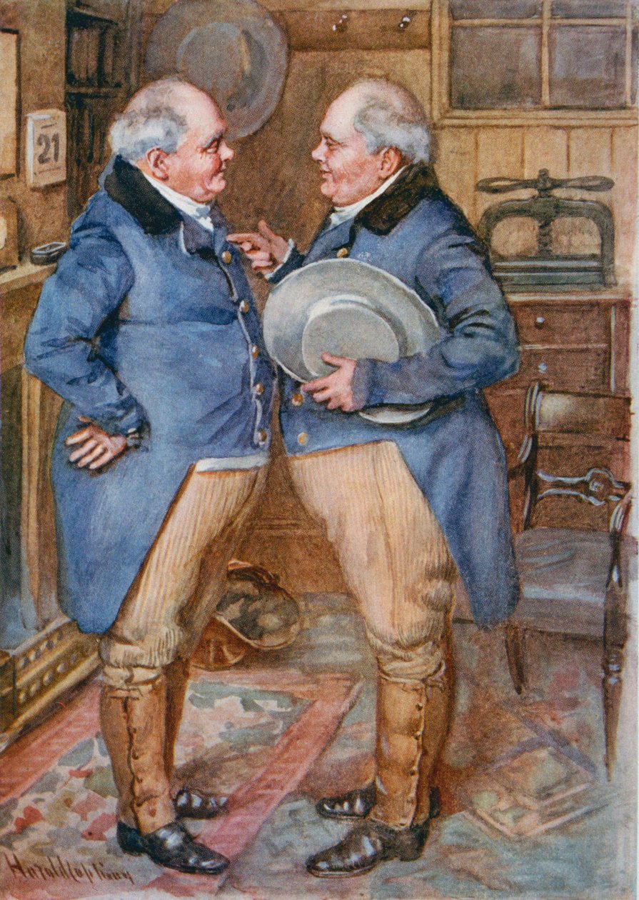 The Brothers Cheeryble, kuvitus "Sketches from Dickens" -kokoelmalle, jonka on koonnut B.W. Matz, 1924 tekijältä Harold Copping