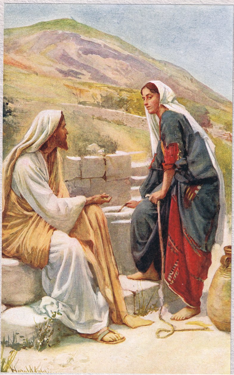 Samarialainen nainen, kuvitus teoksesta "Women of the Bible", julkaissut The Religious Tract Society, 1927 tekijältä Harold Copping