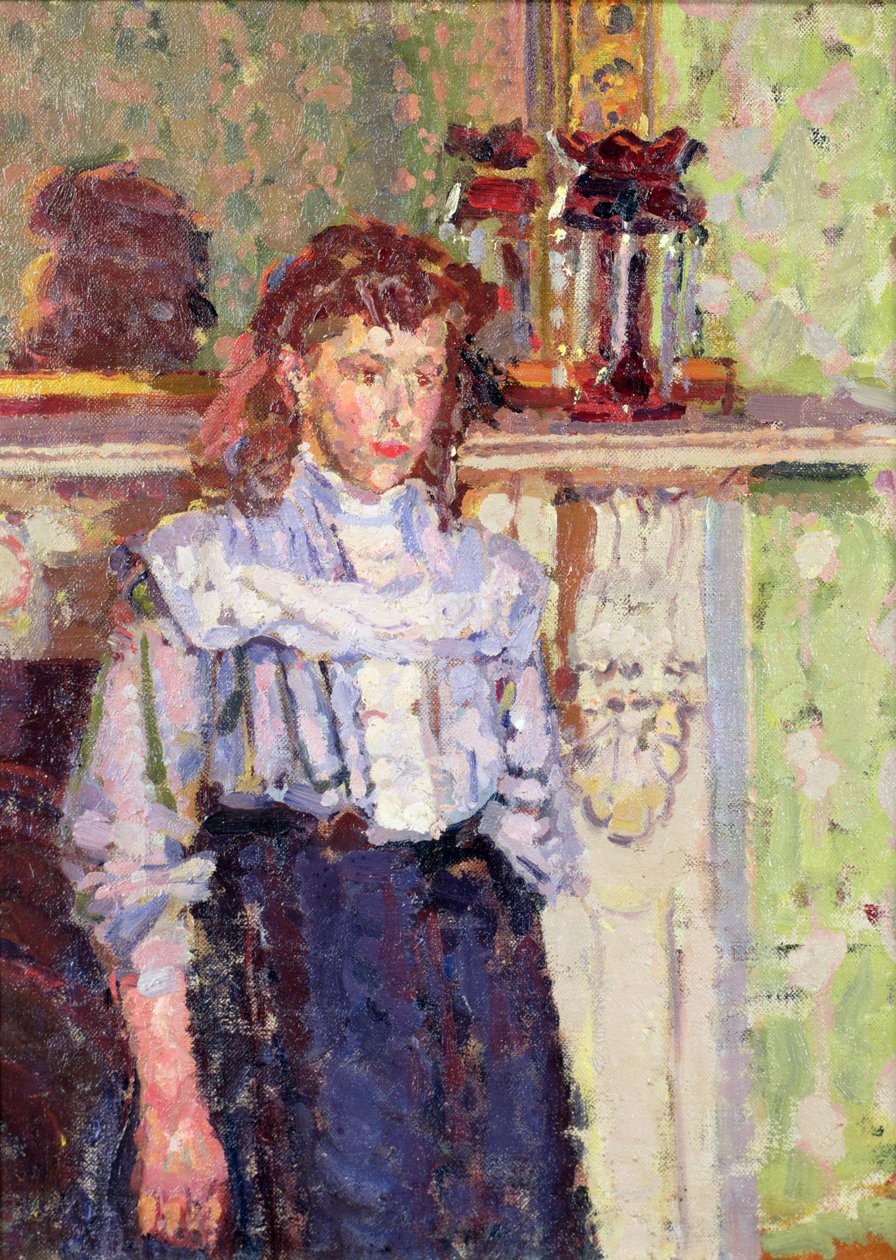 Tyttö kamiinan reunassa tekijältä Harold Gilman