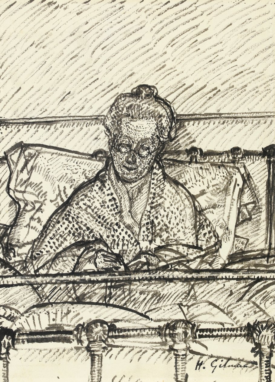 Kirjekirjoitus (taiteilijan äiti), 1917 (ruokokynä ja intialainen mustetta paperille) tekijältä Harold Gilman