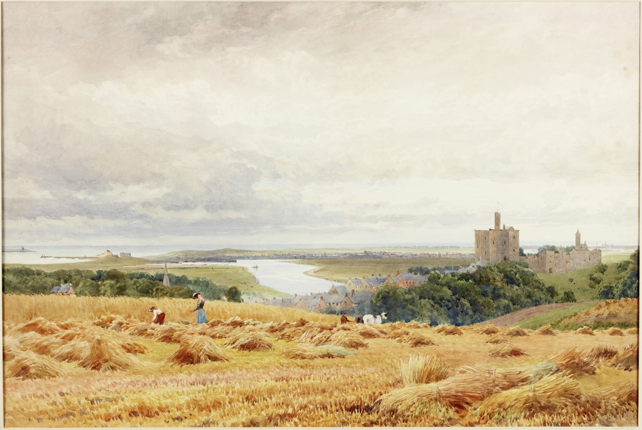 Warkworth Castle (akvarelli paperille) tekijältä Harold Palmer