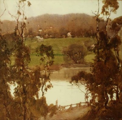 Yarra-joella Melbournen lähellä (akvarelli) tekijältä Harold Brocklebank Herbert