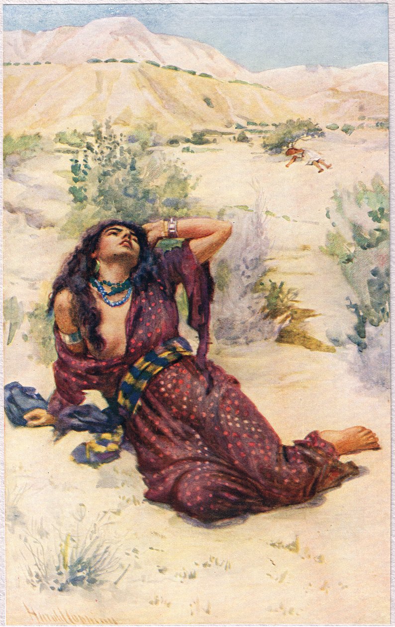 Hagar, kuvitus teoksesta "Women of the Bible", julkaissut The Religious Tract Society, 1927 tekijältä Harold Copping