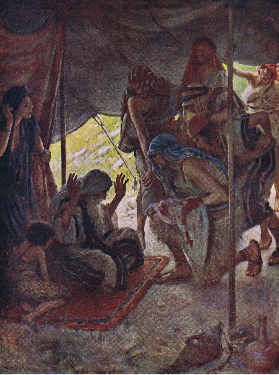 Jacobille tuotu Josephin takki, kuvitus kuvista, jotka opettavat kruunusarjan, 1920 tekijältä Harold Copping