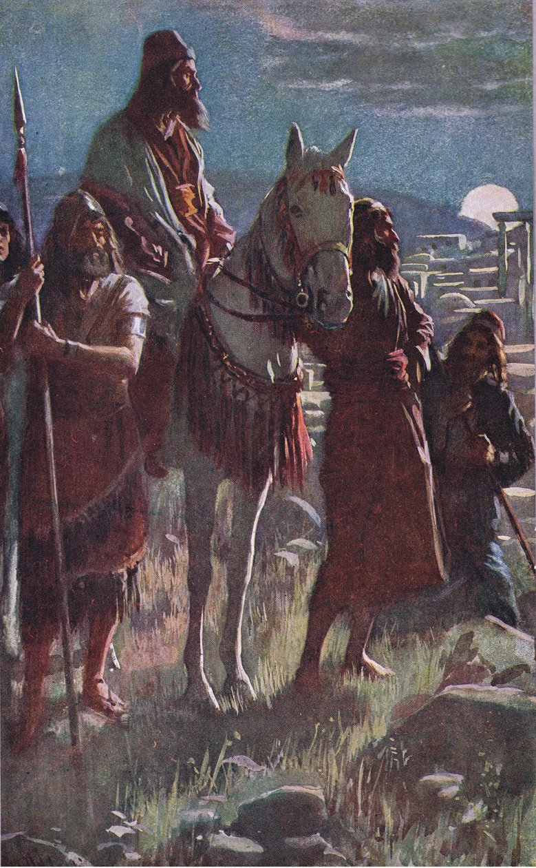 Nehemian keskiyön tutkimus, kuvitus kuvista, jotka opettavat kruunusarjan, 1920 tekijältä Harold Copping