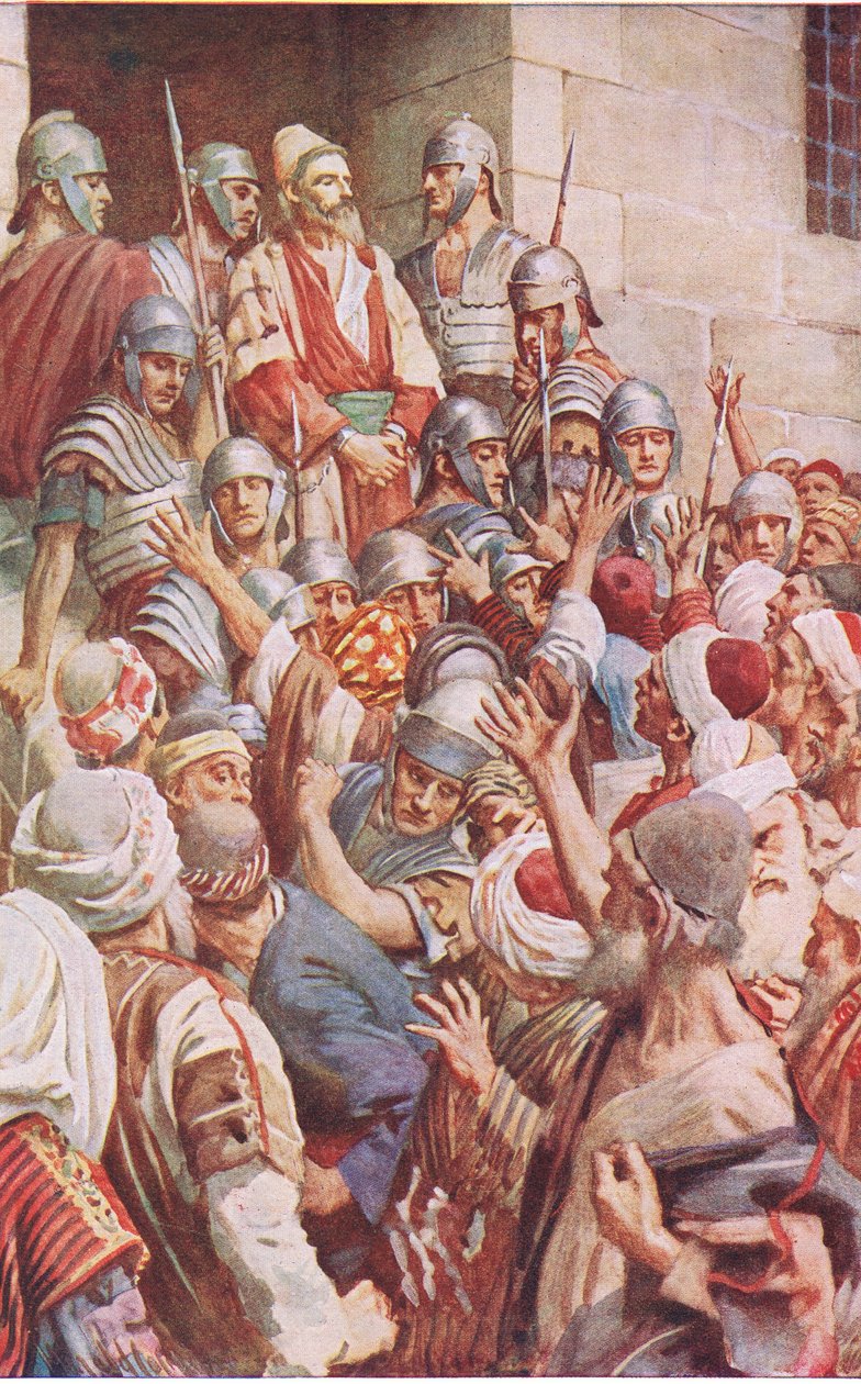 Pyhä Paavali Jerusalemissa, kuvitus Harold Copping Picturesista: The Crown Series, noin 1920-luku tekijältä Harold Copping