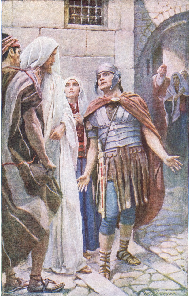 Sadanpäällikkö, kuvitus Harold Copping Pictures: The Crown -sarjasta, noin 1920-luku tekijältä Harold Copping