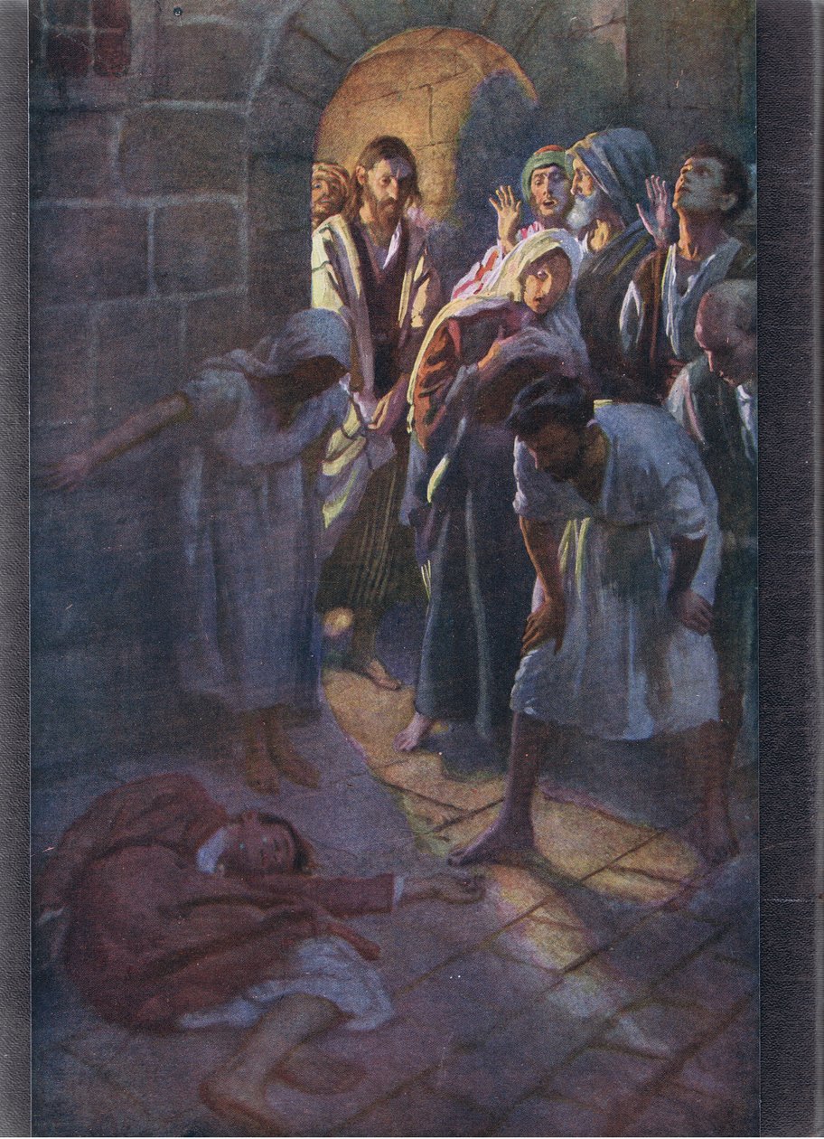 Eutychuksen kaatuminen, kuvitus Harold Copping Pictures: The Crown -sarjasta, noin 1920-luku tekijältä Harold Copping