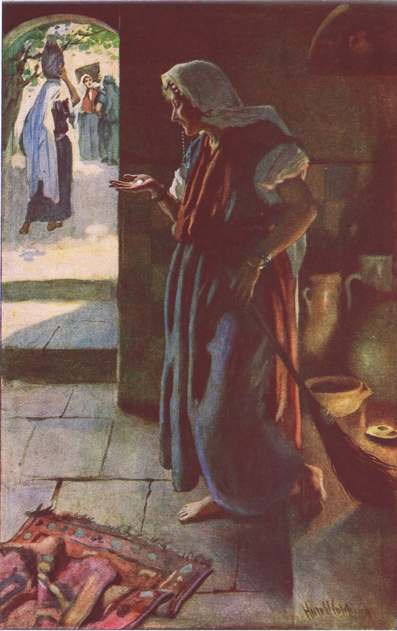 Kadonnut hopeapala, kuvitus Harold Copping Pictures: The Crown -sarjasta, noin 1920-luku tekijältä Harold Copping