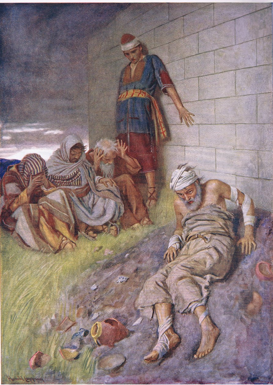 Jobin kärsivällisyys, kuvitus kuvista, jotka opettavat kruunusarjan, 1920 tekijältä Harold Copping