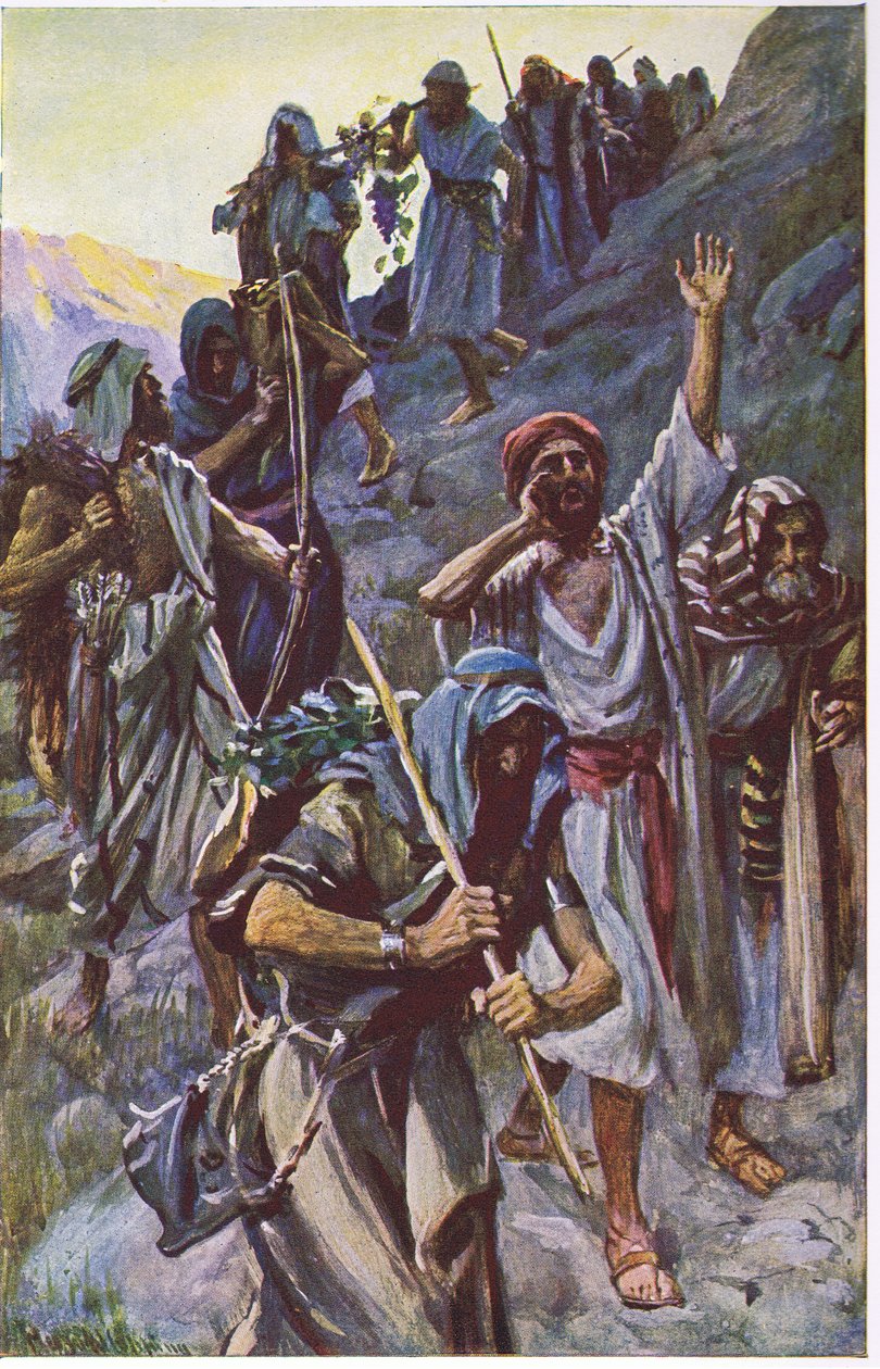 Vakoilijoiden paluu, kuvitus Pictures That Teach The Crown -sarjasta, 1920 tekijältä Harold Copping