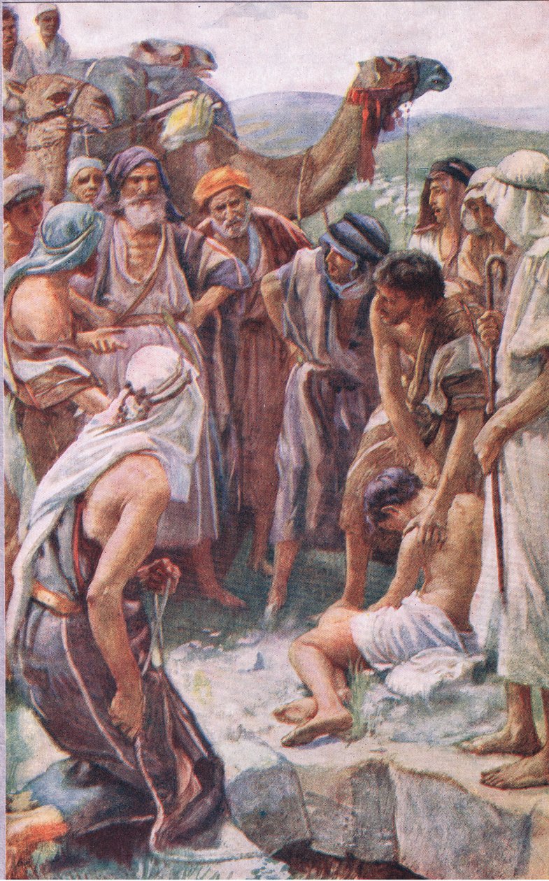 Josephin myynti, kuvitus Kruunu-sarjasta, 1920 tekijältä Harold Copping