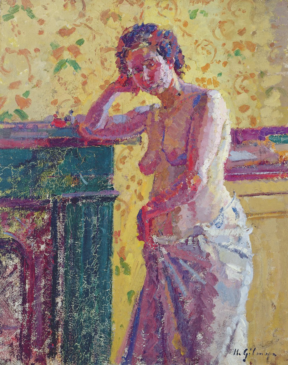 Sisustus nudella (öljy kankaalle) tekijältä Harold Gilman
