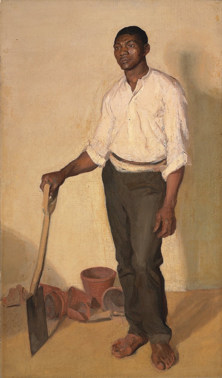 Mustan puutarhurin muotokuva, n. 1905 tekijältä Harold Gilman