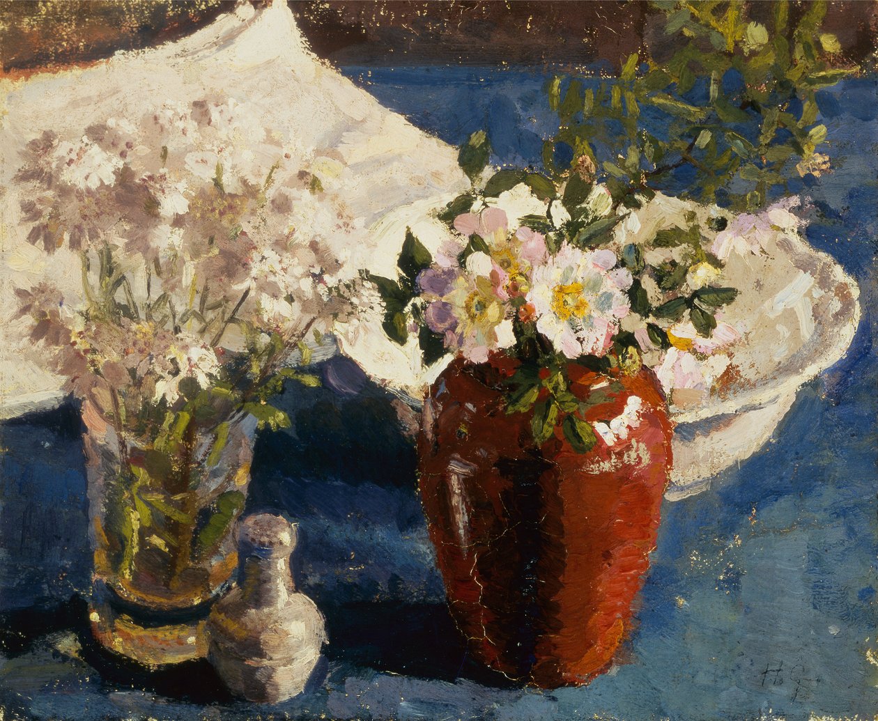 Asetelma kukkien kanssa maljakossa tekijältä Harold Gilman