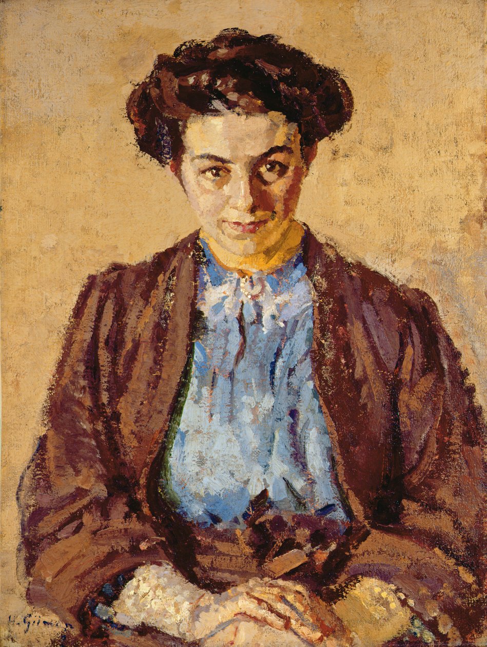 Sininen pusero, Elene Zompolidesin muotokuva (1880-1958) (öljy kankaalle) tekijältä Harold Gilman