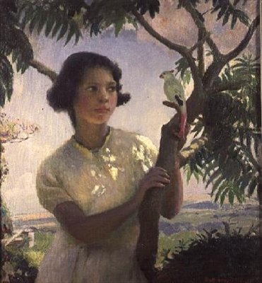 Tyttö lelupapukaijan kanssa tekijältä Harold Harvey