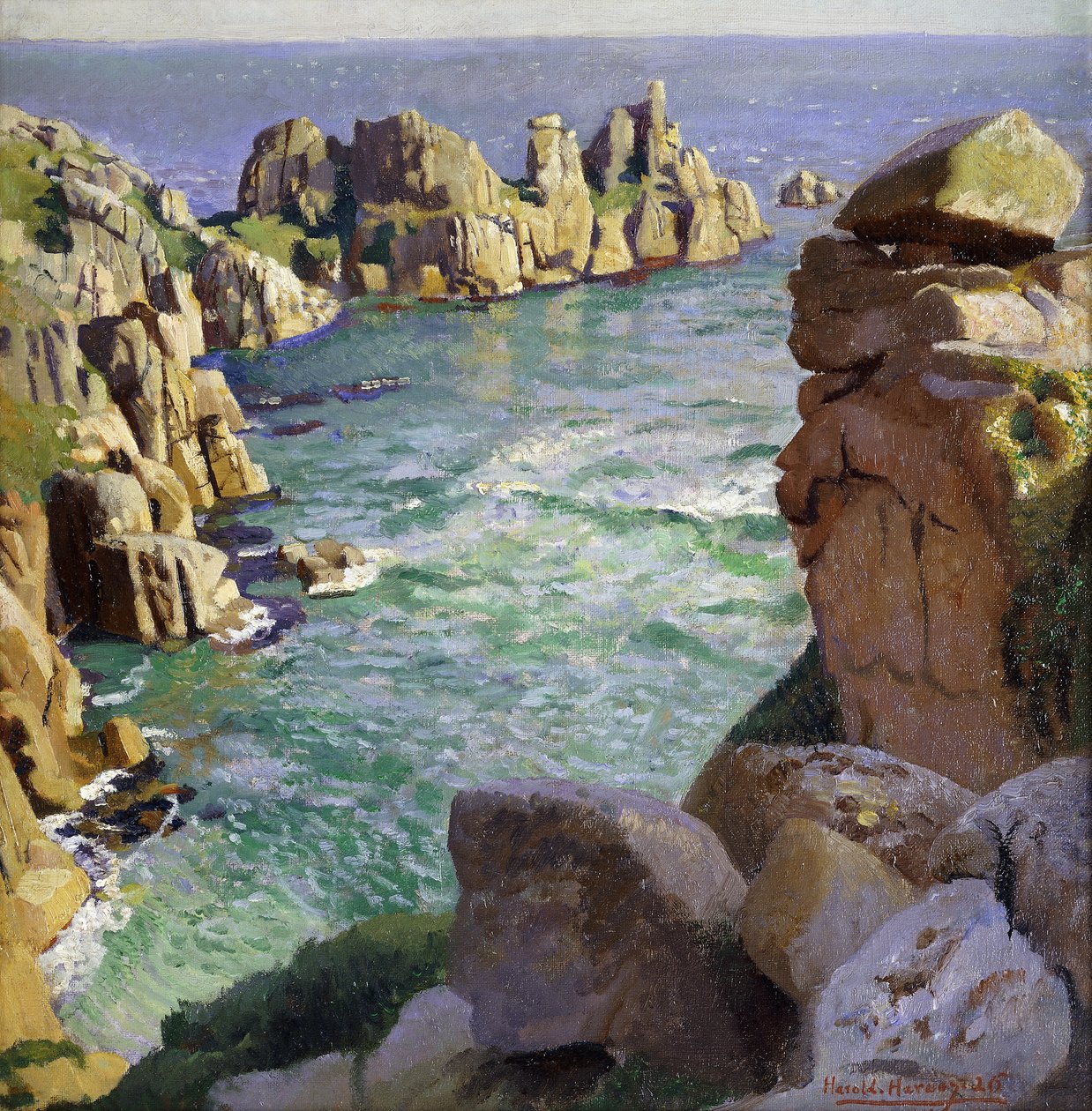 Logans Rock, Porthcurno Beach, Cornualla finlandès tekijältä Harold Harvey