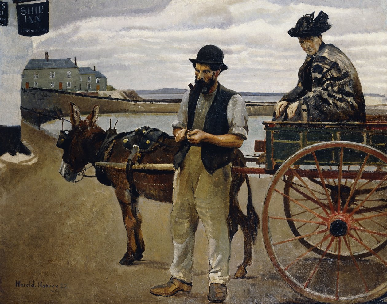 Mies naisen kanssa kärryssä tekijältä Harold Harvey