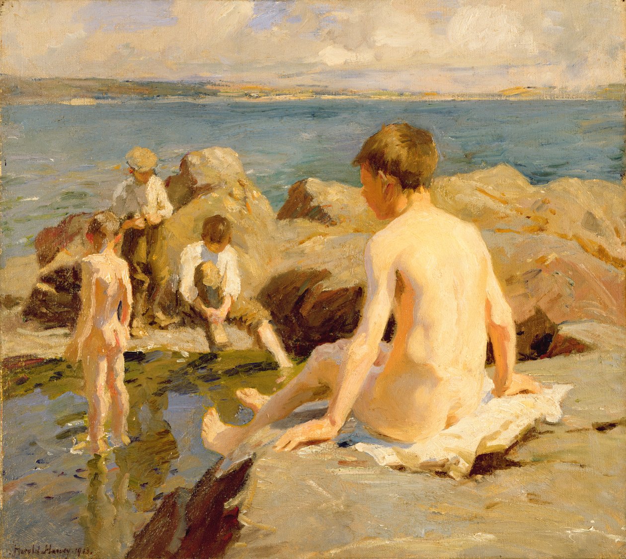 On the Rocks lähellä Newlynia (öljy kankaalle) tekijältä Harold Harvey