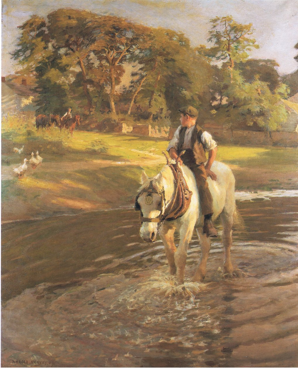 Hevosen kastelu (väri litho) tekijältä Harold Harvey