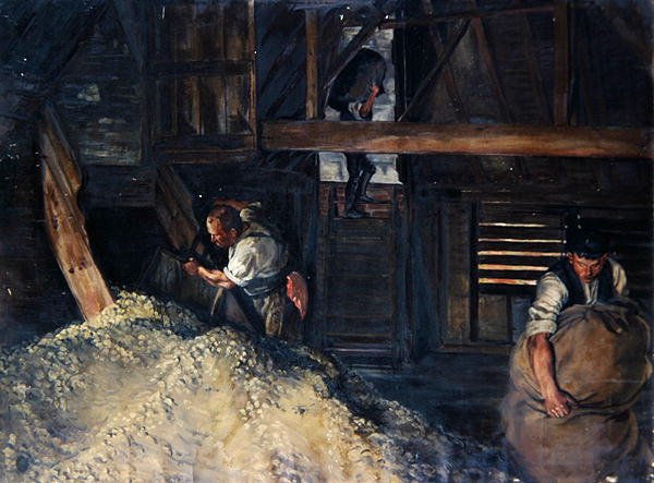 Työntekijät: Työmiehet säkittävät humalaa tekijältä Harold Oakley