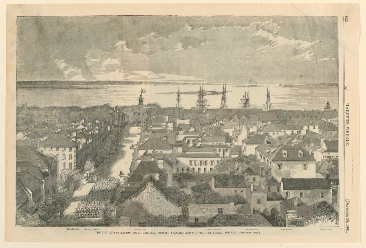 Charlestonin kaupunki, Etelä-Carolina, Looking Seaward ja Showing the Burned District, Harper