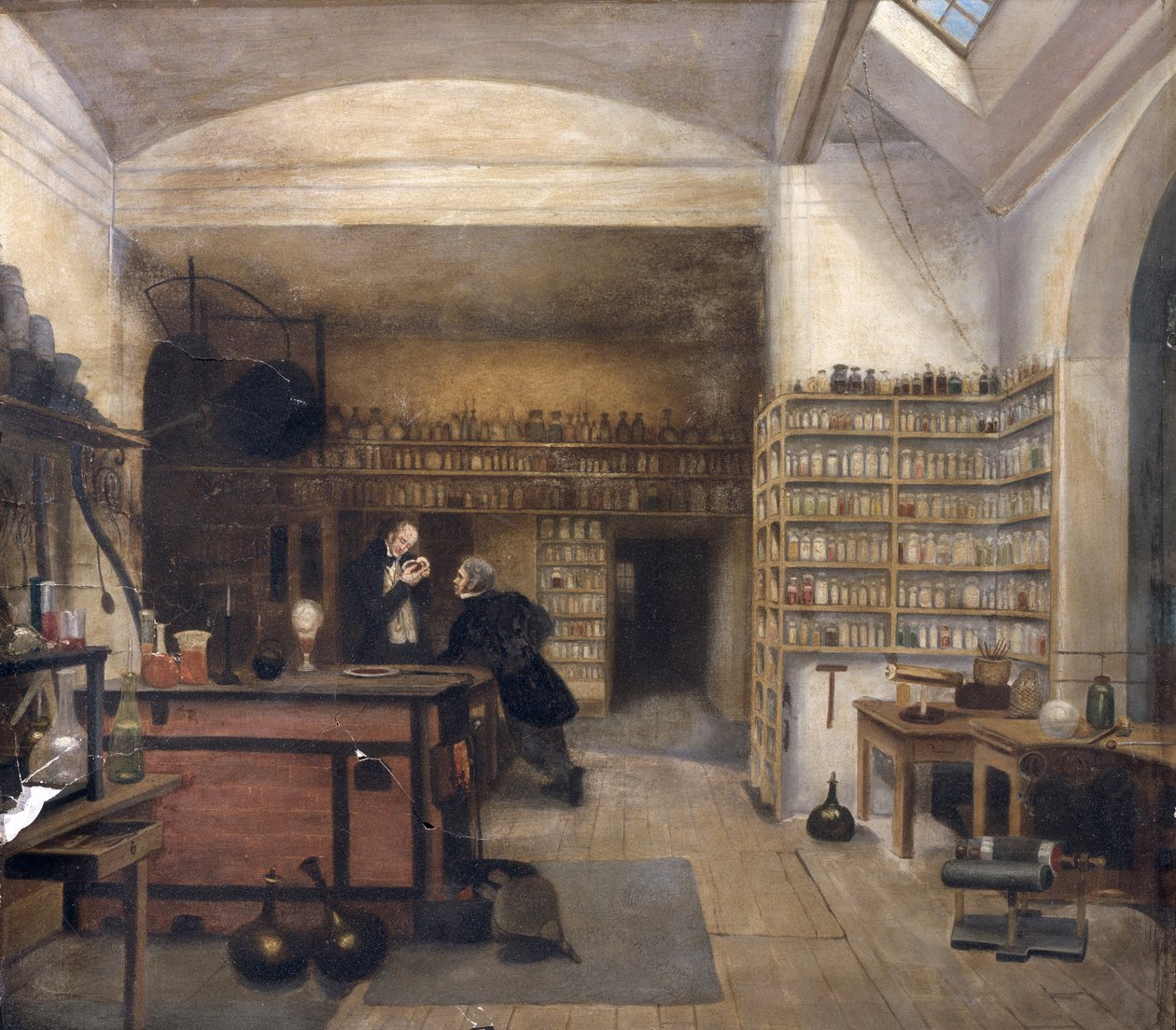 Michael Faraday (1791-1867) Basement Laboratoryssa, 1852 tekijältä Harriet Jane Moore