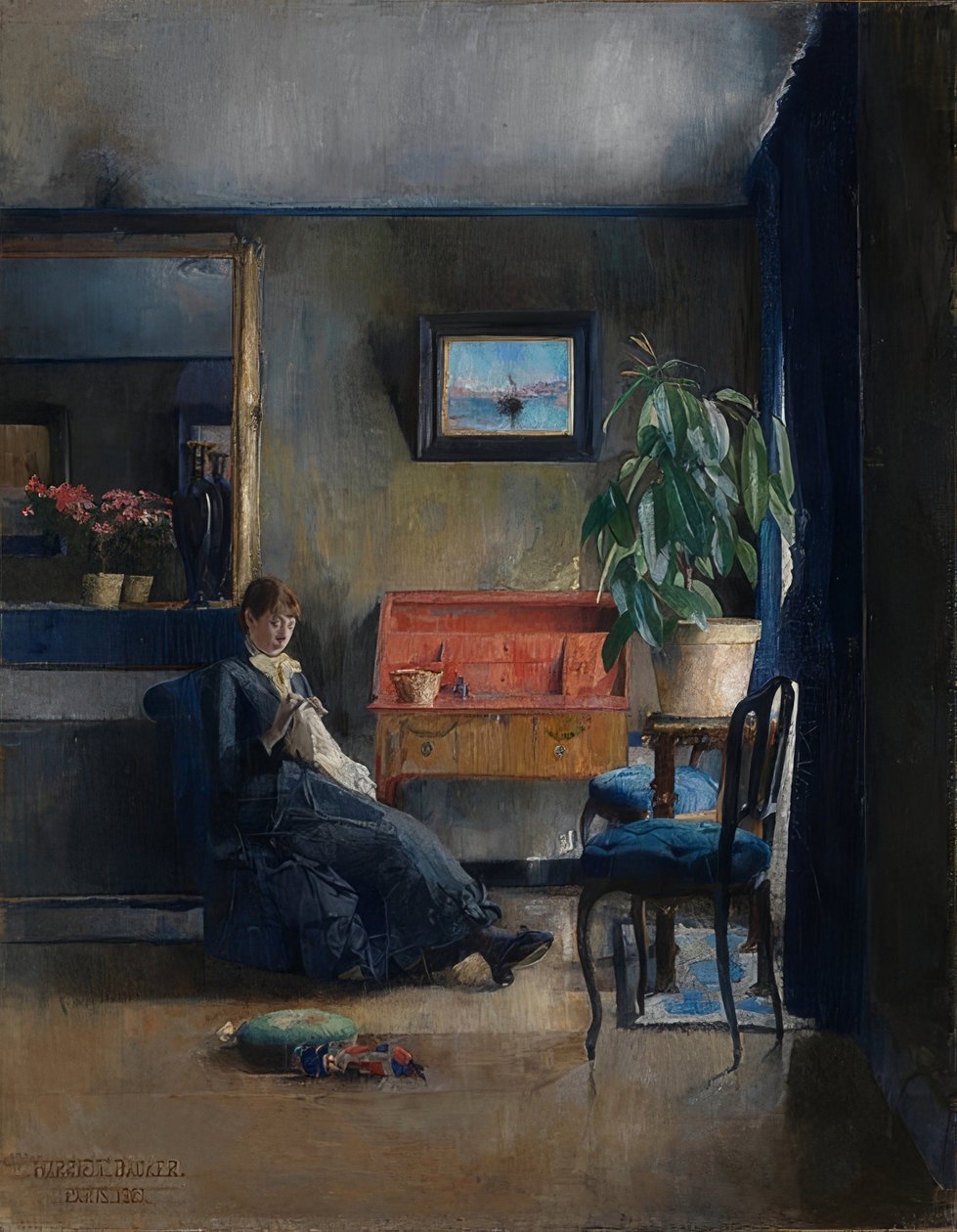 Sininen sisustus. 1883 tekijältä Harriet Backer