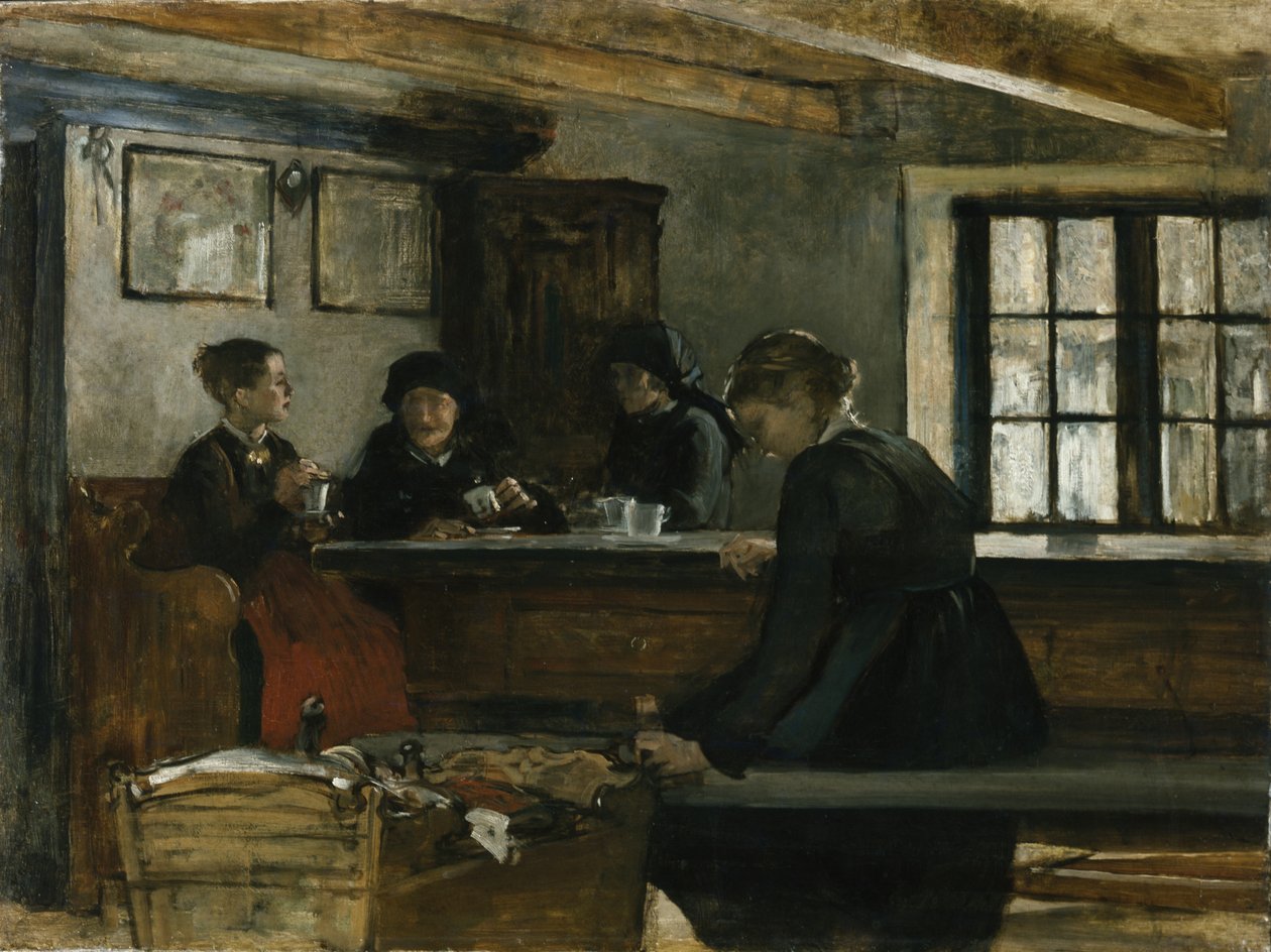 Maanviljelijöiden keittiö (öljy kankaalle) tekijältä Harriet Backer