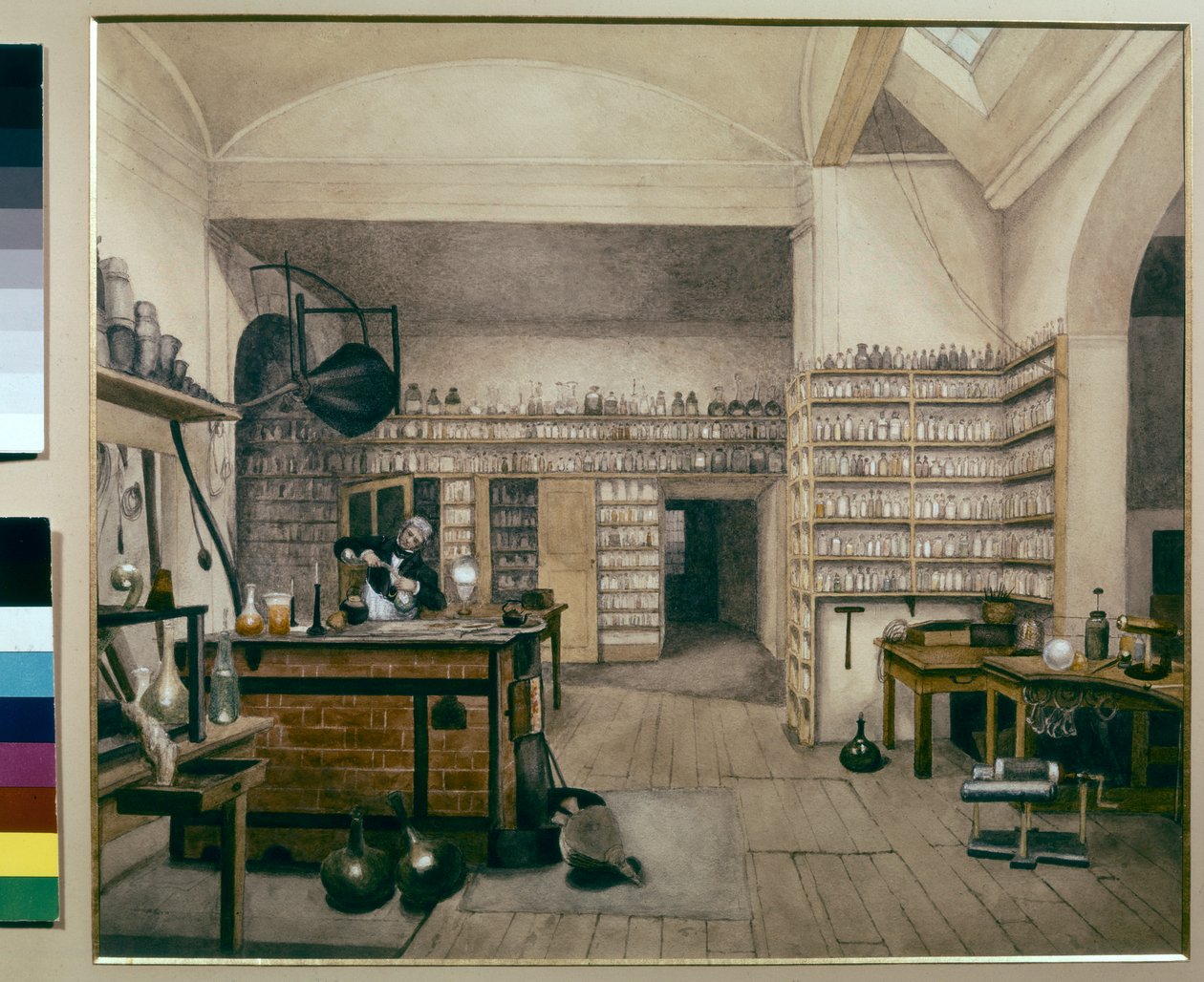 Michael Faraday työskentelee laboratoriossaan Royal Institute -instituutissa. tekijältä Harriet Jane Moore