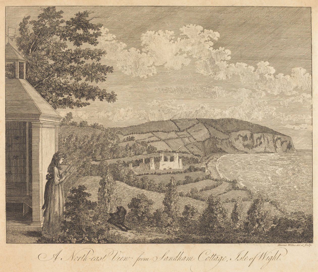 Näkymä koilliseen Sandham Cottagesta, Isle of Wight tekijältä Harriet Wilkes