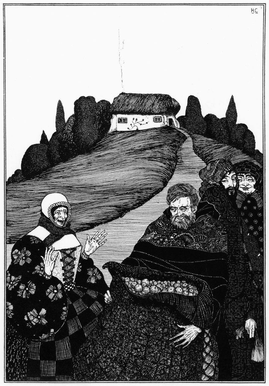 Kuvitus "What the Old Man Does on aina oikein" Hans Christian Andersenin (1805-75) "Fairy Tales" -kirjasta, julkaistu Lontoossa, noin 1910 tekijältä Harry Clarke