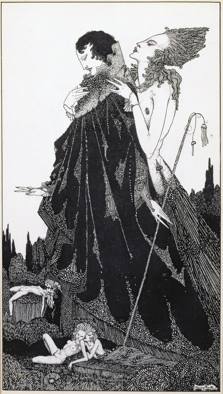 Kuvitus vuonna 1928 julkaistusta Algernon Charles Swinburne Clarken valikoiduista runoista tekijältä Harry Clarke