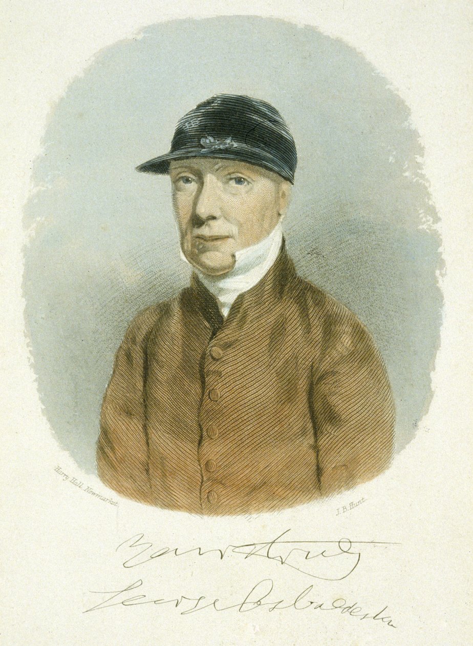 George Osbaldeston (1787-1866) 1866, kaiverrus J.B. Hunt (värillinen akvatinta) tekijältä Harry (after) Hall