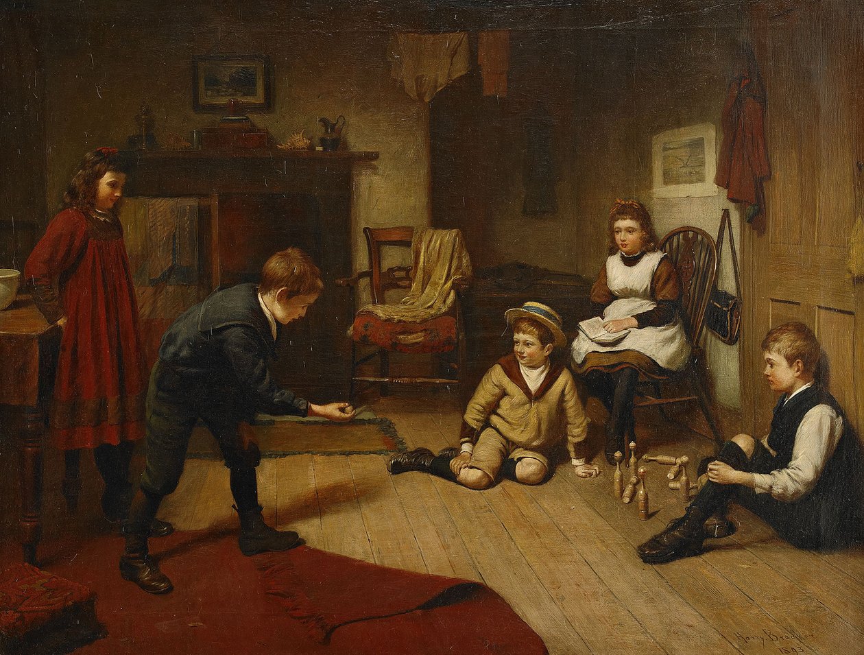 Lapset leikkivät sisätiloissa, 1893 tekijältä Harry Brooker