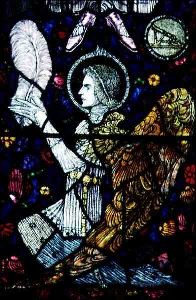 Enkeli, kirjoittanut Harry Clarke (1889-1931), 1900-luku (lasimaalaus) (yksityiskohta 32286) tekijältä Harry Clarke