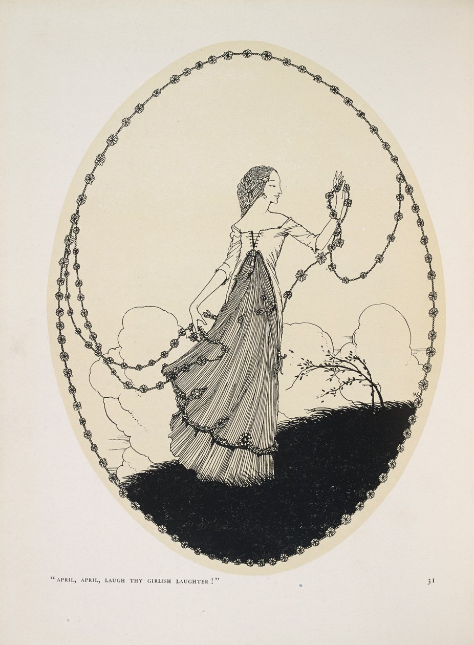 Huhtikuu. "April, April, naura tyttömäistä nauruasi!" tekijältä Harry Clarke