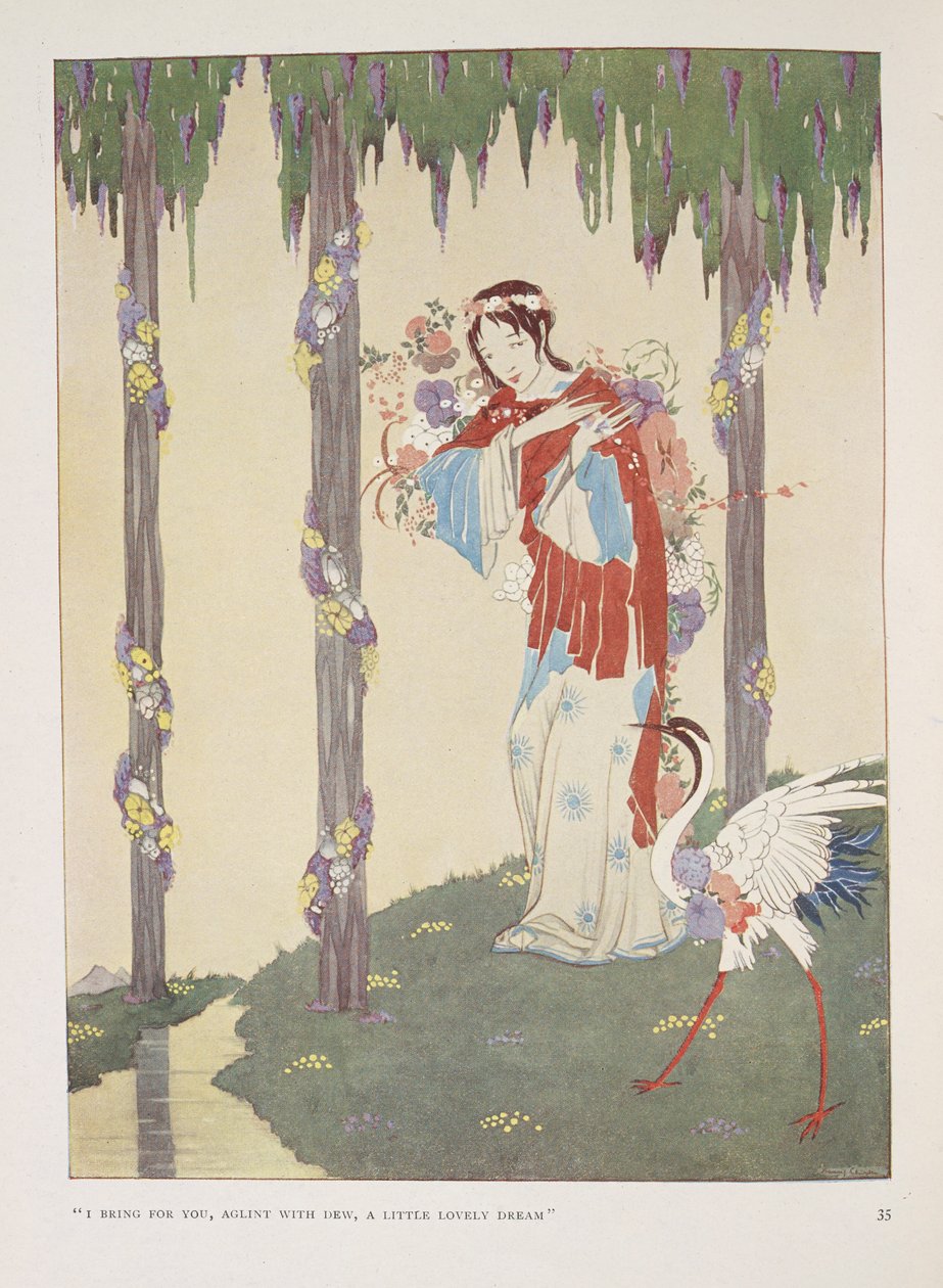 Kehto-laulu. "Minä tuon sinulle kasteen hohtavan,   pieni kaunis unelma" tekijältä Harry Clarke