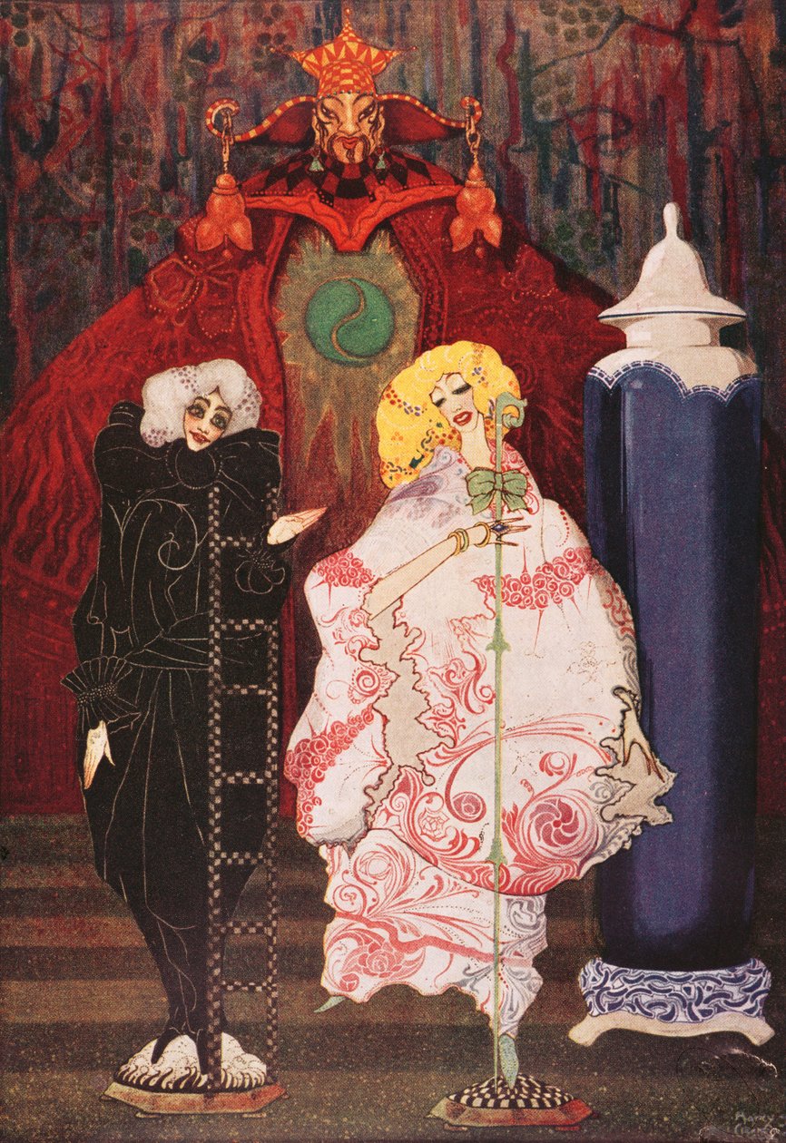 "Onko sinulla todella rohkeutta?", kuvitus teoksesta "Paimentar ja nuohooja", Hans Christian Andersen tekijältä Harry Clarke