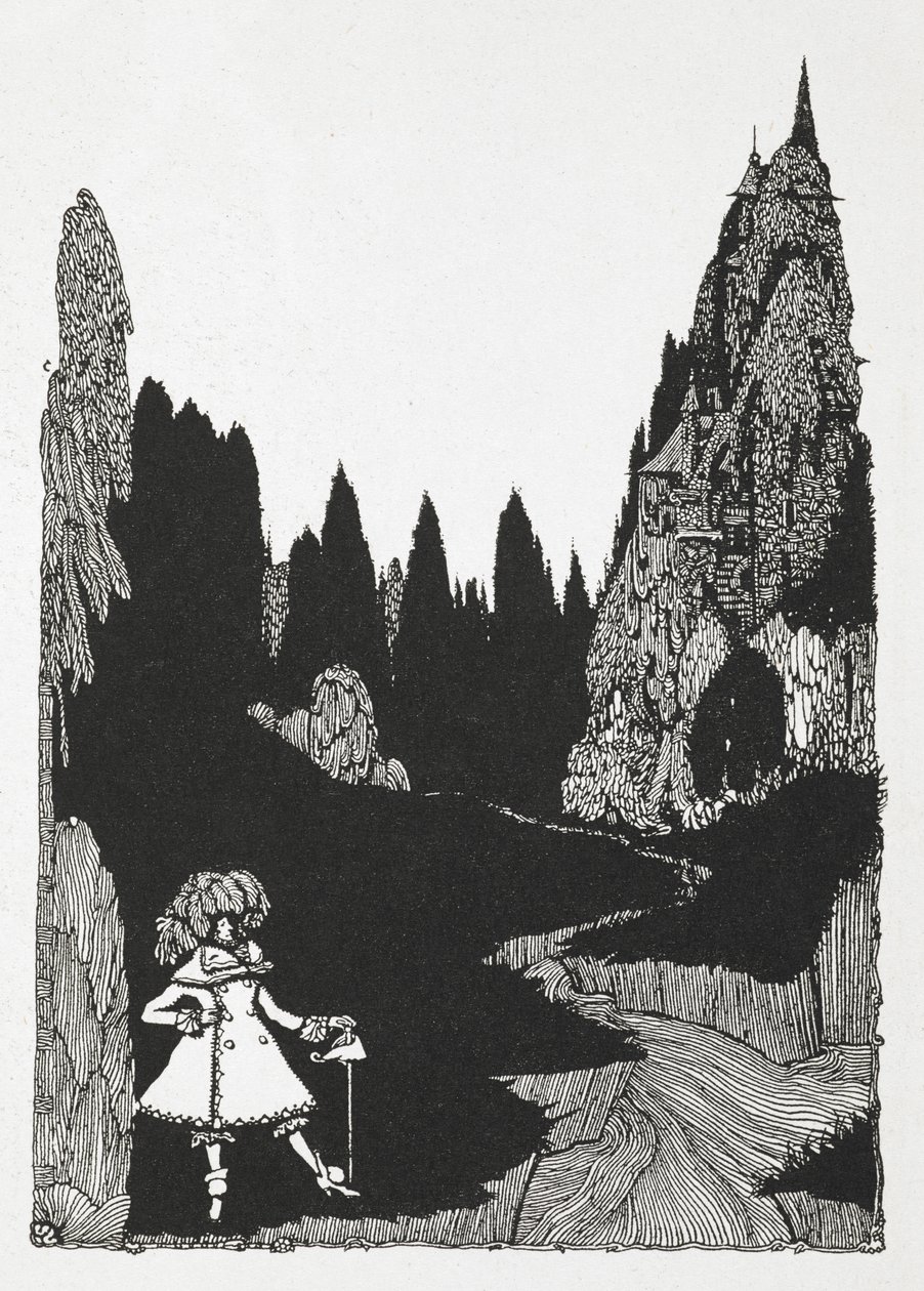 Tarinan kuvitus, "pieni peukalo". tekijältä Harry Clarke
