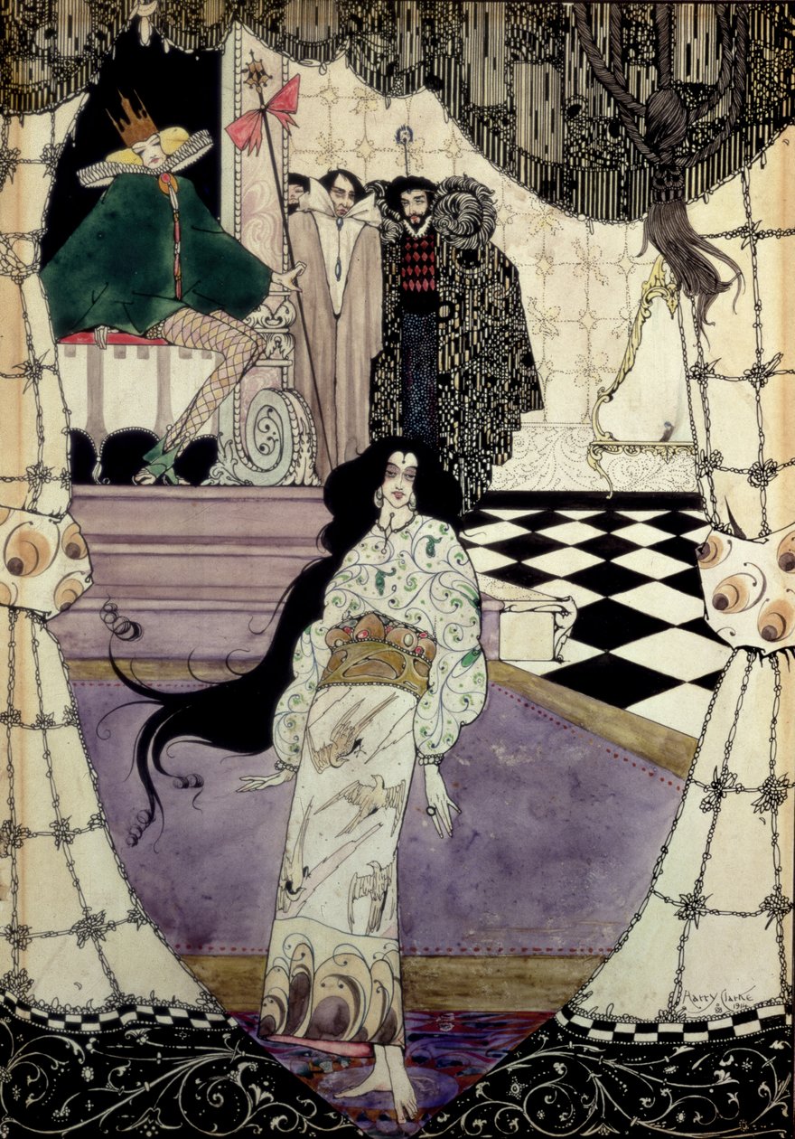 Huonekalut ja erilaiset esineet 1100- ja 1300-luvuilta tekijältä Harry Clarke