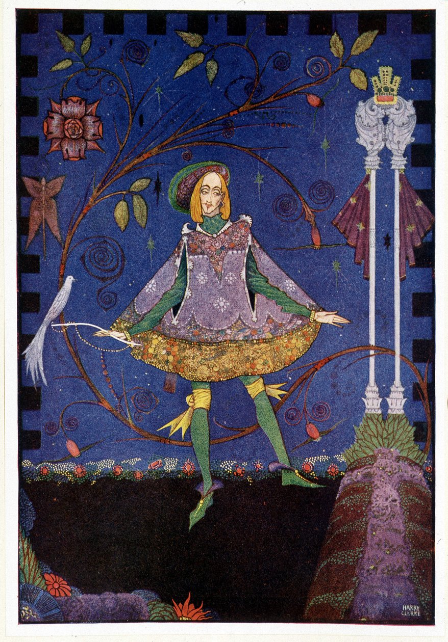 Prinsessan isän haudalla kasvoi sitten ruusupensas - Sianpaimen "" Prinsessa ja kuisti"" - teoksessa "" Fairy Tales" - Hans Christian Andersen, ill. Kirjailija: Harry Clarke tekijältä Harry Clarke