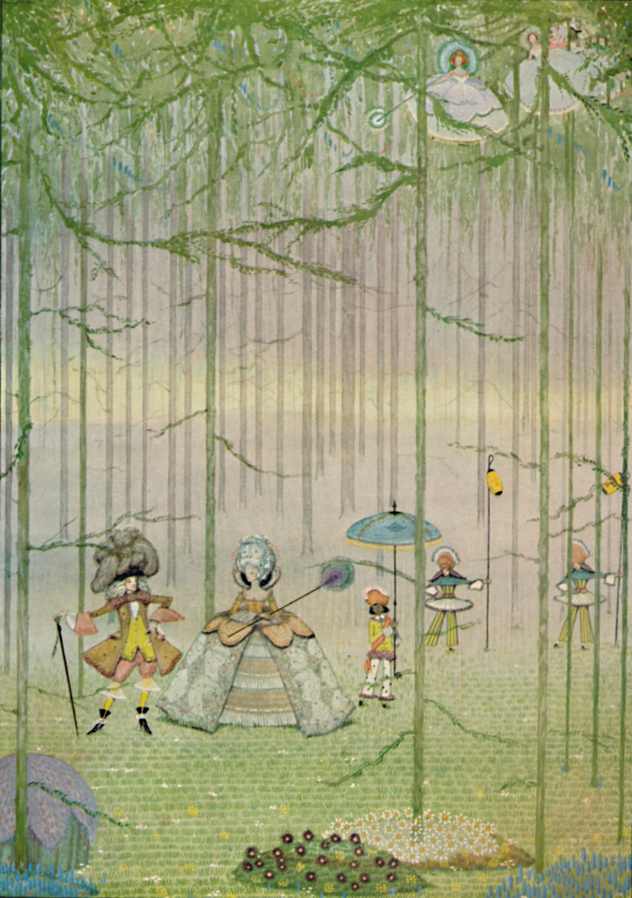 Riquet Tuftin kanssa. Charles Perraults Fairy Talesista. Vesiväripiirustus, 1923 tekijältä Harry Clarke