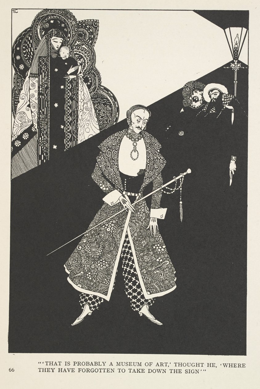 Onnen galoshit. "Se on luultavasti taidemuseo", ajatteli hän, "josta he ovat unohtaneet ottaa kyltin pois." tekijältä Harry Clarke