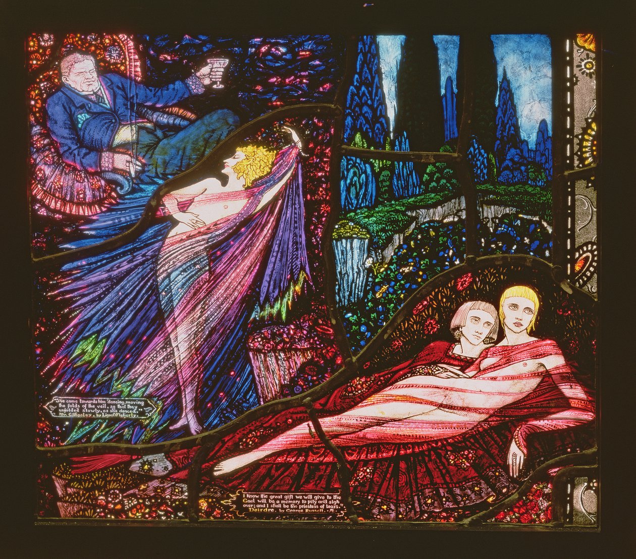 Huonekalut ja erilaiset esineet 1100- ja 1300-luvuilta tekijältä Harry Clarke