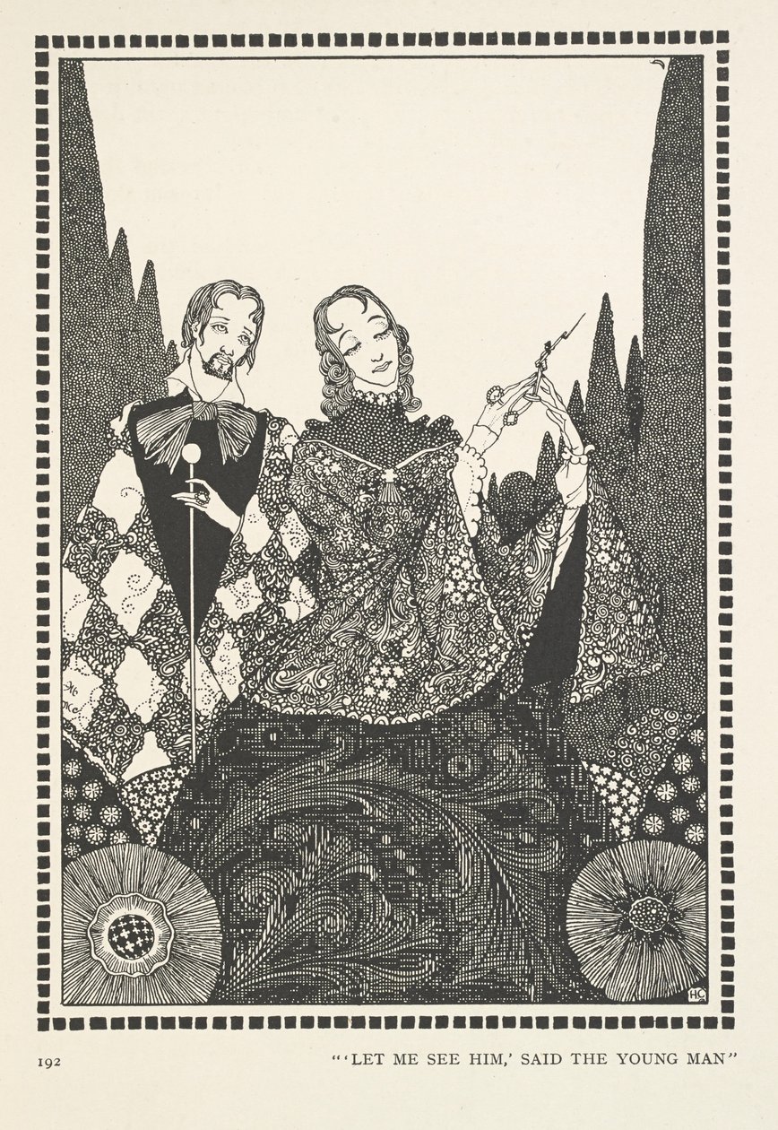 Vanha talo. "Anna minun nähdä hänet", sanoi nuori mies. tekijältä Harry Clarke
