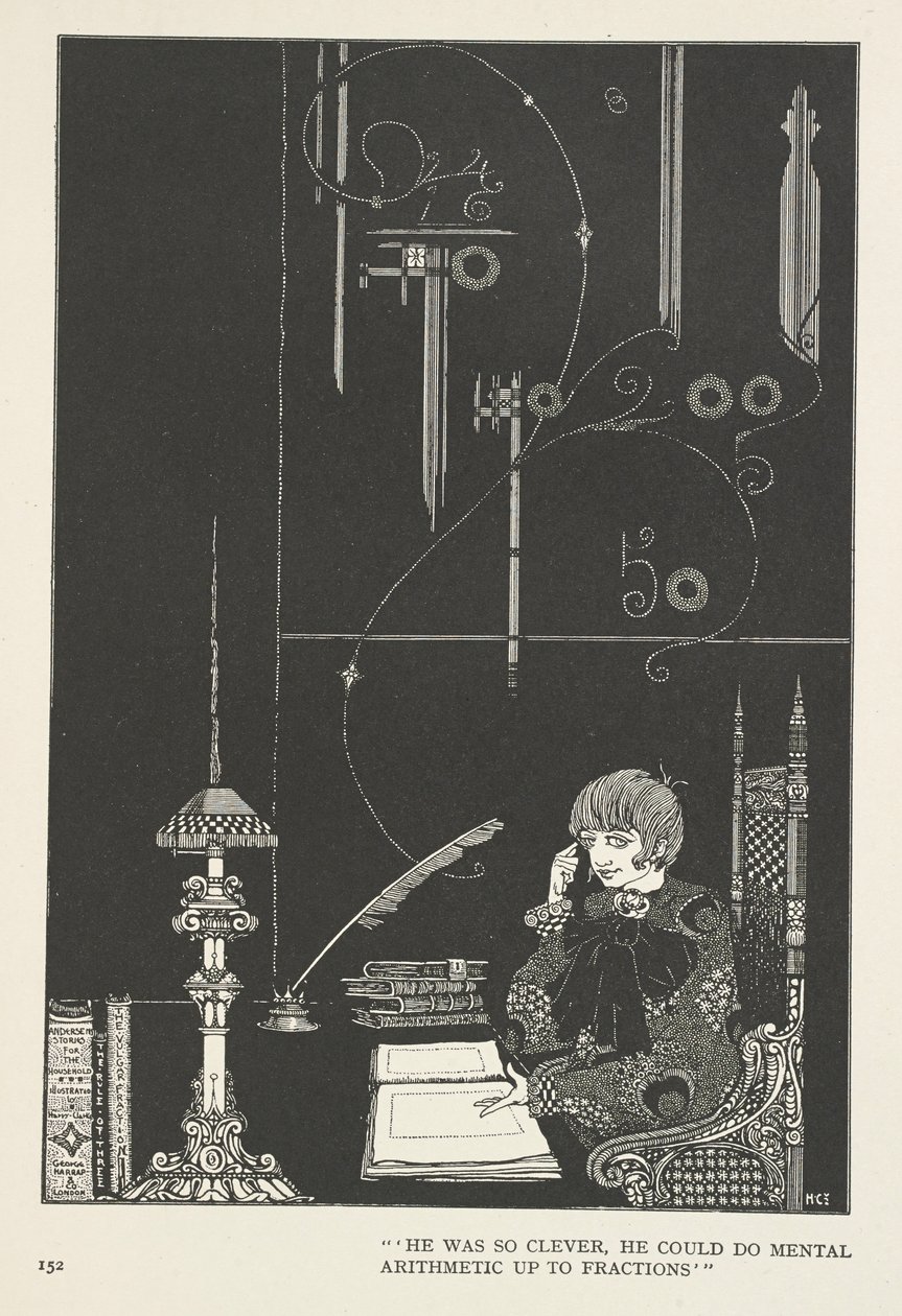 Lumikuningatar. Hän oli niin älykäs, että pystyi laskemaan mielessään murtolukuihin asti. tekijältä Harry Clarke