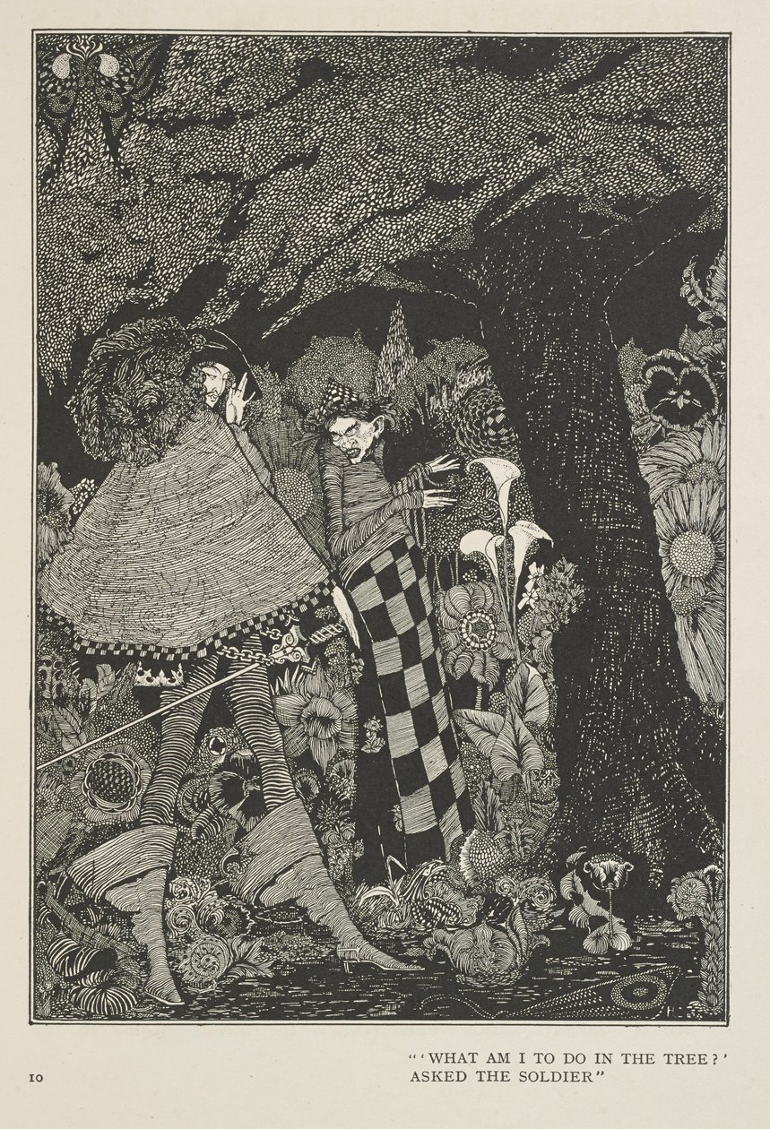 Tinder Box "Mitä minun pitää tehdä puussa?" kysyi sotilas. tekijältä Harry Clarke